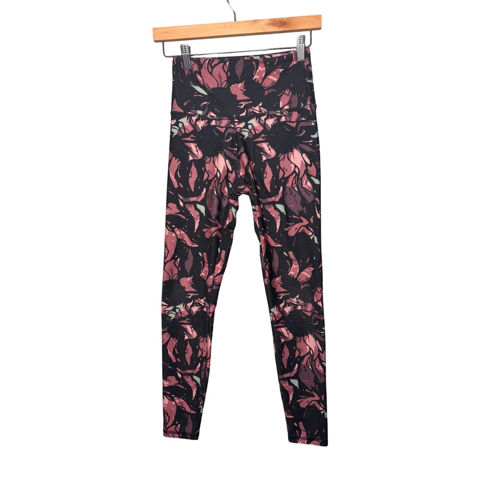 Balance Collection Leggings S Black Floral High Rise Activewear Athleisure